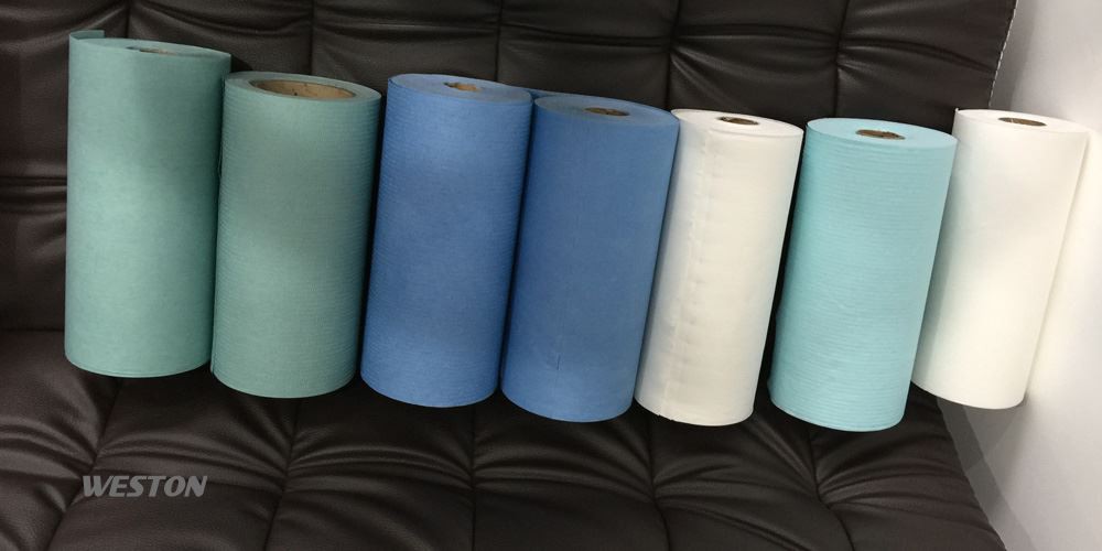 product-1-1 Low lint printer cleaning SMT cleanroom wipe mother rolls creped turquoise color (3)